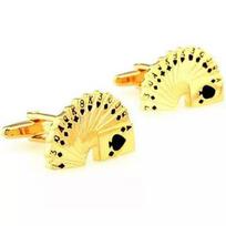 Quality Copper Material Casino Series Cuff Links Playing Card Design Poker Flush Cufflinks For Men white