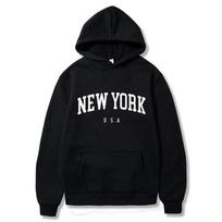 Niujorkas JAV Miesto Hoodies Raidžių Grafikos Spaudinys Vyrai Moteris Hoodie Su Gobtuvu Megztiniai Harajuku Puloveris Unisex Sportinis Kostiumas Drabužiai S black