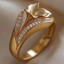 Hot-selling new product: light luxury style micro-inlaid zircon lily flower design, unique and elegant women's ring 10No.