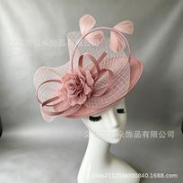 Hot-selling British Celebrity Top Hat Mesh Feather Accessories Tea Party Horse Racing Festival Styling Hat gray