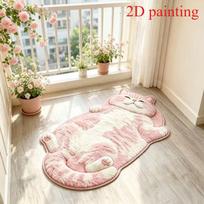 Mielas miegantis kačiukas kilimas svetainei 2D imitacija Katės miegamojo dekoras kilimas Purus minkštas pliušinis kilimas Namų sutirštintas grindų kilimėlis 50x100cm beige