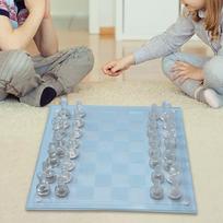 Crystal Chess Board Adults Play Set for Adult with Table Decor Frosted gray