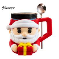 Cute Santa Cartoon Container Claus Ice Cream Pint Sleeve with Handle & Spoon Slot, 3D Christmas Party Favors Insulated Holder for Freezing Desserts B