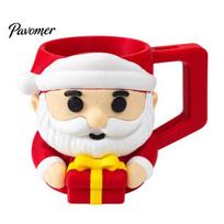 Cute Santa Cartoon Container Claus Ice Cream Pint Sleeve with Handle & Spoon Slot, 3D Christmas Party Favors Insulated Holder for Freezing Desserts A beige