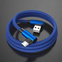 Itin ilgas L tipo lenktas pintas USB laidas, skirtas iPhone Samsung L Huawei L greito įkrovimo laidas Micro C tipo USB laidas 2M Micro USB mėlyna