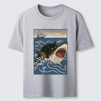 Katė Medžioja Ryklį Klasikiniai Marškinėliai Madingi Trumpomis Rankovėmis Apvalia Kaklo Iš Grynos Medvilnės T-shirt Vyriški Sportiniai Harajuku Stiliaus Tunikos Oversize M gray