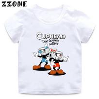 Hot Selling 'Cuphead' Cartoon Print Funny Children's T-Shirt Summer Short Sleeve Casual Top ... 120 white