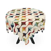 Mid Century Modern Retro Geometric Square Tablecloth - 60s MCM Vintage Abstract Art Kitchen Table Cover 60inch(152cm)