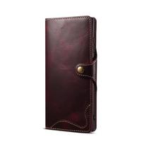 For Samsung Galaxy S23 S22 Ultra S21 S20 S10 Plus S9 Note 8 9 10 20 100% Real Cowhide Leather Case Vintage Card Bag Wallet Cover Galaxy S23 raudona