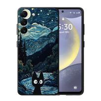 Van Gogo Žvaigždėta naktis Katė Telefono dėklas Samsung Galaxy A57 A25 A23 A52 A36 A53 A35 A37 A22 A32 A73 A51 A26 A24 A55 A72 Galaxy A33 5G gray