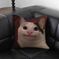 Juokinga Katė M-Meme Pagalvės užvalkalas Emoji Spausdinimo Pagalvės dėklas Abstraktaus Dizaino Namų Dekoras Svetainei Sofai Miegamajam Peach skin 18*18(CM)-1Pcs