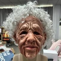 Halloween hot-selling old man, old woman, and old man face mask wig, Halloween accessories wrinkled old man mask-Cur