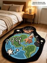 Juice WRLD 999 Themed Irregular Area Rug Hip Hop Cartoon Floor Mat for Gaming Room 50x60cm