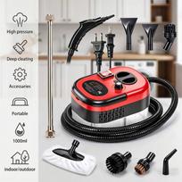 2500W garų valytuvas, garų generatorius valymui su priedais, 1000 ml talpos nešiojamas daugiafunkcis garų generatorius namų sofai, automobiliui, grindims, langams US Plug raudona