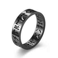 Hot Selling Classic Stainless Steel Hollow Viking Letter Ring For  Cool Men Jewelry Gifts Size 6-12 12 gray