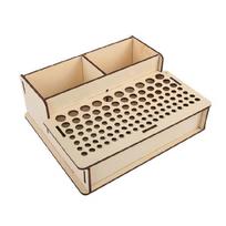 Leatherworking Tool Rack, Multi-Hole Wooden Leather Craft Organiser with Slots beige