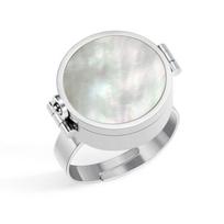Adjustable Titanium Steel Lipstick Holder Ring - Multi-Function Storage for Lipstick and Finger Ring Adjustable Opening white