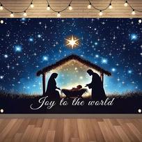 Multi functional Christmas and New Year backgrounds - joyful Christmas scenes perfect for outdoor parties and home decor 400X180 blue