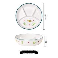 Ceramic Multi-Compartment Dinner Plate for Kids and Adults white