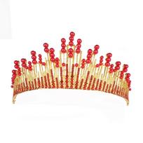 European Bridal Hot Selling Baroque Alloy Diamond Pearl Crown Headdress Crown Phoenix Crown Hair Accessory Rhinestone Highlight beige