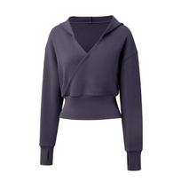 Women's V-Neck Slim Fit Yoga Hoodie - Fitted Waist Athletic Jacket for Fall Winter Workout & Fitness XL