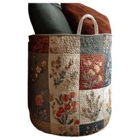 Multi Color Pattern Quilted Laundry Basket Folding Large Capacity Clothes Storage Bucket with Handle Space Saving