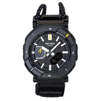 Casio Pro Trek Analoginis Skaitmeninis Išmanusis Ryšys Audinio Dirželis Juodas Ciferblatas Saulės PRJ-B001B-1 100M Vyriškas Laikrodis black