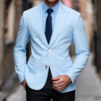 Men's Casual Business Slim Fit Single Breasted Suit Jacket L white