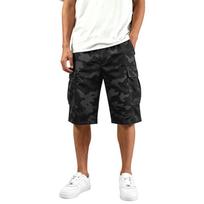 Men’s Summer Cargo Shorts Loose Fit Outdoor Multi Pocket Sports Shorts Casual Knee Length Work Shorts for Hiking Walking L black