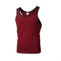 Men Slim Fit Vertical Stripe Color Block Knit Racerback Sports Fitness Tank Top S black