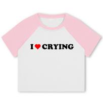 American slim-fit T-shirt women's personality letter red t-shirt Spice girl design short front shoulder clothes XL white