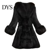Women Prom Coat Mid-aged Fuzzy Faux Fur Slim Fit V Neck Celebrity Artificial Winter Banquet Overcoat Elastic Waist Mid Length Cold-proof Outerwear 2XL black