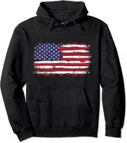 JAV Vėliava Vintažinė Amerikos Nepriklausomybės Dienai Dovana Unisex Su Gobtuvu Džemperis XXXXL black