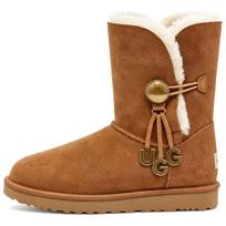 UGG Bailey Button Ugg Charm Cow Suede Thermal Slip Resistant Crew Snow 37 brown