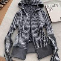 Womens Striped Slim Fit Hoodie Sweatshirt With 3d Pattern For Casual Autumn Wear L gray