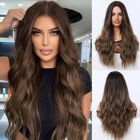 Hot-selling popular brown wig gradual change women's long roll medium daily high temperature silk head cover wig white