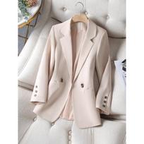 Autumn Korean Spring Coat Suit Black Blazer Slim Notched Double Breasted Blazer Formal Clothes M