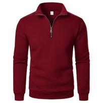 Casual Half Zip Stand Collar Slim Men's Pullover Sweatshirt Long Sleeve XL black