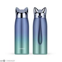 300 ml mielas katės ausų termosas, Kawaii nerūdijančio plieno vakuuminė flaska, nešiojamas kelioninis puodelis mergaitėms ir dovanoms 300ml 1pcs mėlyna