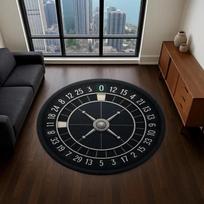Roulette Wheel Round Rug – Casino-Themed Game Room Decor Mat, Unique Entertainment Floor Rug for Teen Rooms Diameter 90cm