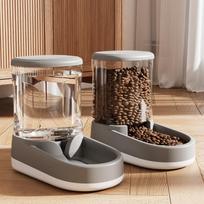 Automatinis naminių gyvūnų lesintuvas vandens dozatorius šuo katė gravitacinis maisto ir vandens dozatorius su naminių gyvūnų maisto dubeniu didelės talpos Water feeder pilka