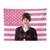 J-Justino B-Bieberio Rožinė JAV Vėliavos Sieninė Gobelenas, Didelis Sienos Kabinamas Dekoras Miegamojo Bendrabučiui, Y2K Pop Gerbėjų Dekoras 150X180CM