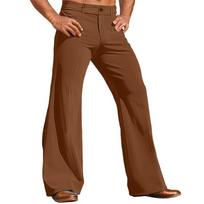 Men’s Vintage Plain-Coloured Corduroy Slim-Fit Slightly Flared Trousers (Dark Brown,XL) brown
