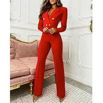 Moterų Mados Slim Berankovis Kombinezonas V Kaklo Profesionali OL Lady Drabužiai Bodycon S red