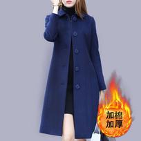 Women S Mid Length Slim Fit British Style Long Sleeve Coat 3XL blue