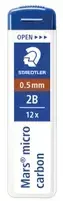 Staedtler Mars Micro Carbon, 2B, juodas, 0,5 mm, Mars micro 775, Graphite 779, dėžutė, Vokietija