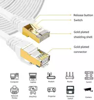 Deface Cat 8 ethernet kabelis 30m cat8 interneto kabelis plokščias gigabitinis didelio greičio ekranuotas rj45 lan kabelis baltas