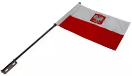Motociklo stiebas 72 cm + Lenkijos vėliava su herbu Polska Premium