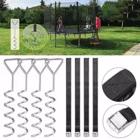4x TRAMPOLINO TVIRTINIMO INKARŲ RINKINYS, PATVARŪS TRAMPOLINO DIRŽAI