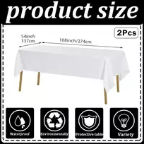 Popoyu Balta staltiesė, 137 x 274 cm, plastikinė, vandeniui atspari staltiesė, stalo dekoracijos vaikų vakarėliams, iškyloms, gimtadieniui, išleistuvėms, vestuvių vakarėliams